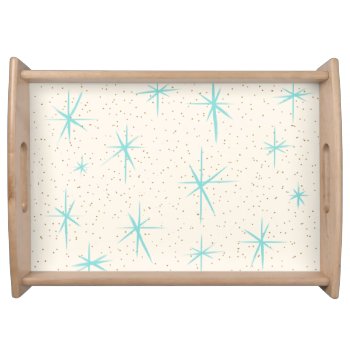 Space Age Turquoise Starbursts Serving Tray by StrangeLittleOnion at Zazzle