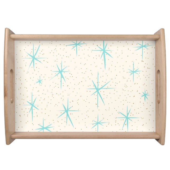 Space Age Turquoise Starbursts Serving Tray (Front)