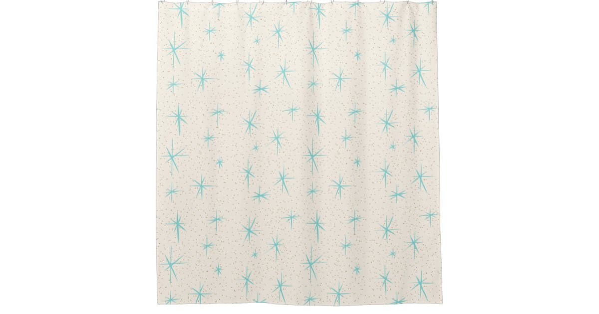 Space Age Turquoise Starbursts Shower Curtain Zazzle Com
