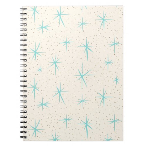 Space Age Turquoise Starbursts Spiral Notebook