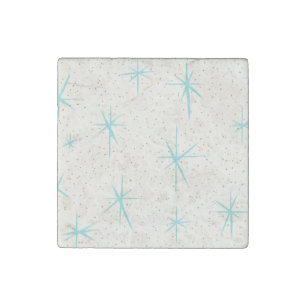 Space Age Turquoise Starbursts Stone Magnet