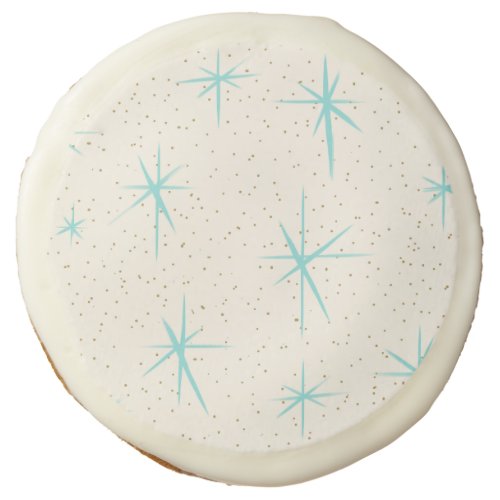 Space Age Turquoise Starbursts Sugar Cookies