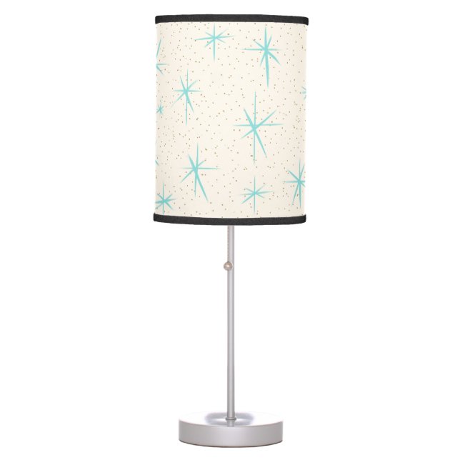 Space Age Turquoise Starbursts Table Lamp (Front)