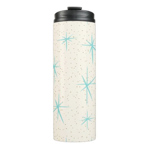 Space Age Turquoise Starbursts Thermal Tumbler