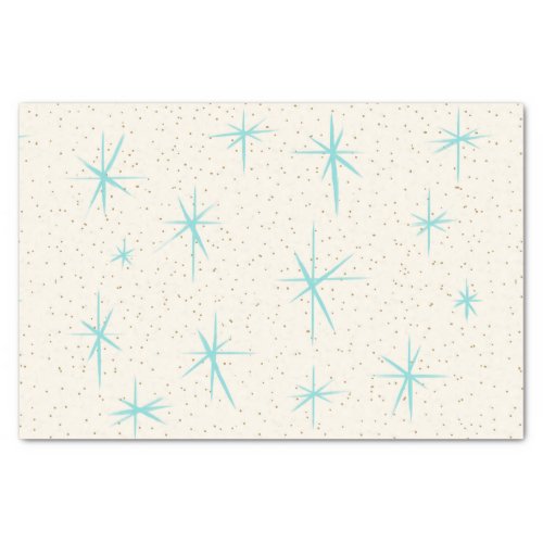 Space Age Turquoise Starbursts Tissue Paper