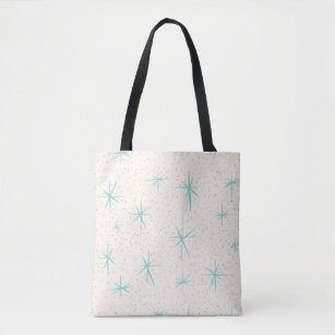 Space Age Turquoise Starbursts Tote Bag