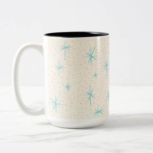 Space Age Turquoise Starbursts Two Tone Mug