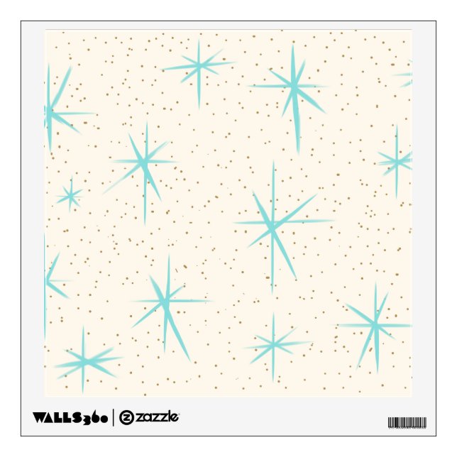 Space Age Turquoise Starbursts Wall Decal (Front)