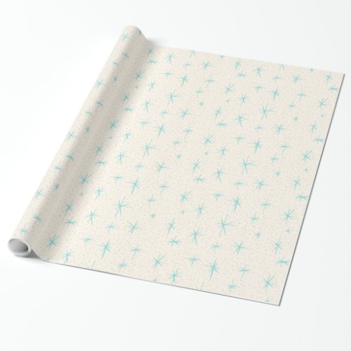 Space Age Turquoise Starbursts Wrapping Paper