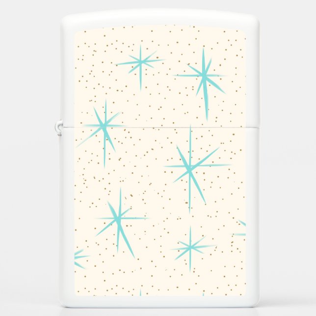 Space Age Turquoise Starbursts Zippo Lighter (Front)