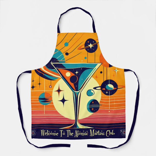 Space Age Welcome To The Atomic Martini Club Apron (Front)