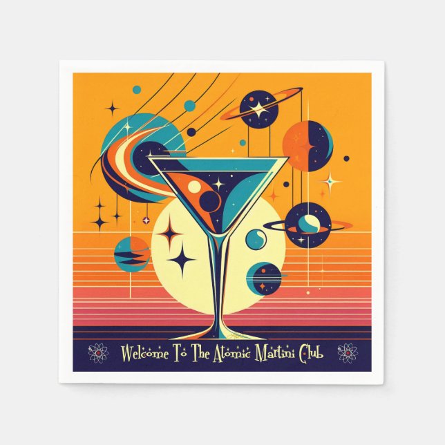 Space Age Welcome To The Atomic Martini Club Napkins (Front)