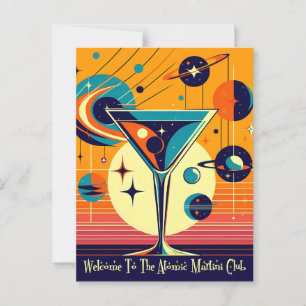 Space Age Welcome To The Atomic Martini Club Postcard
