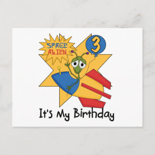 Space Alien 3rd Birthday Tshirts and Gifts Postcard