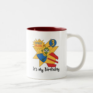 Space Alien 3rd Birthday Tshirts and Gifts Two-Tone Coffee Mug