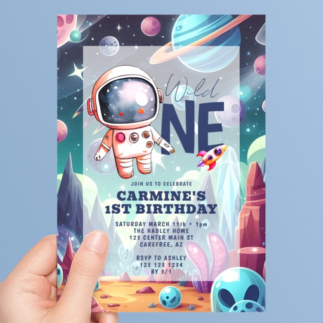 Space Alien Astronaut 1st Birthday Invitation (Creator Uploaded)
