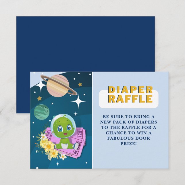 Space Alien Baby Shower Diaper Raffle Enclosure Card (Front/Back)