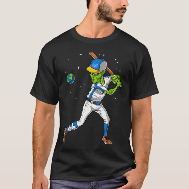 Space Alien Baseball T-Shirt (Front)