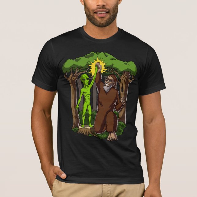 Space Alien Bigfoot Mystery Conspiracy Theory T-Shirt (Front)
