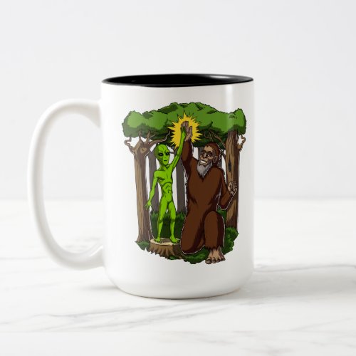 Space Alien Bigfoot Mystery Conspiracy Theory Two_Tone Coffee Mug