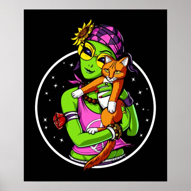 Space Alien Cat Cute Kitten Poster (Front)