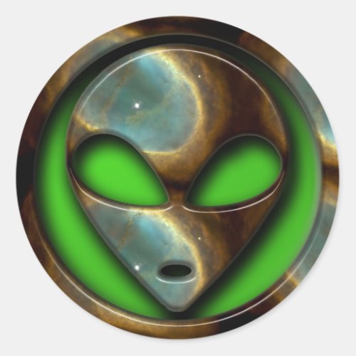 SPACE ALIEN CLASSIC ROUND STICKER