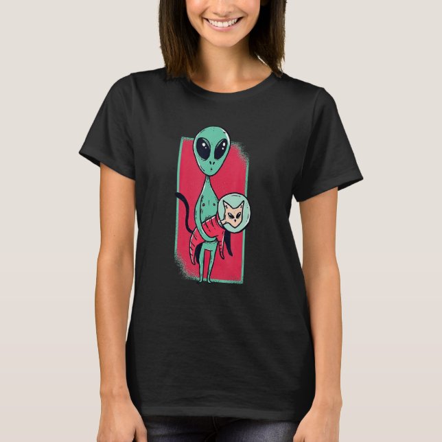Space Alien Cute Cat  For Cat  Girls Boys T-Shirt (Front)