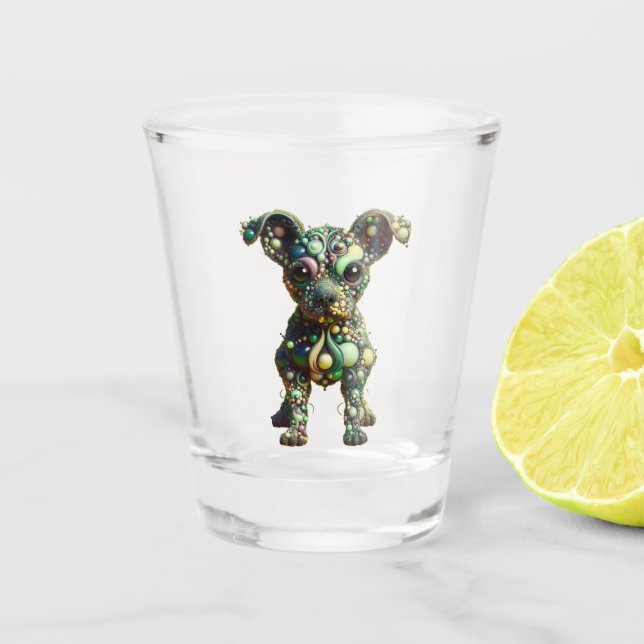 Space Alien Dog Shot Glass (Front)