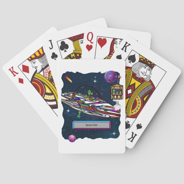 Space alien drink bar ufo poker cards (Back)