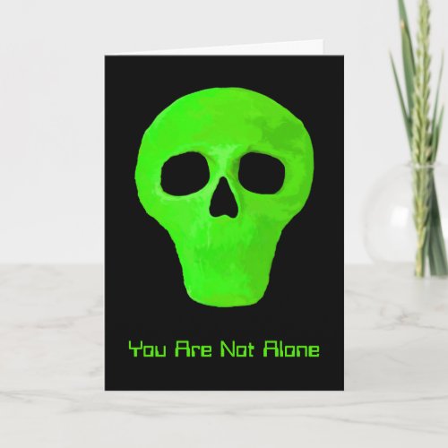 Space Alien Face Funny Green Black UFO Card