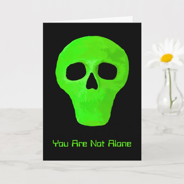 Space Alien Face Funny Green Black UFO Get Well Card (Small Plant)