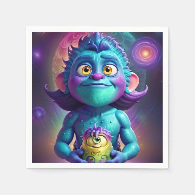 Space Alien & Friend  Napkins (Front)