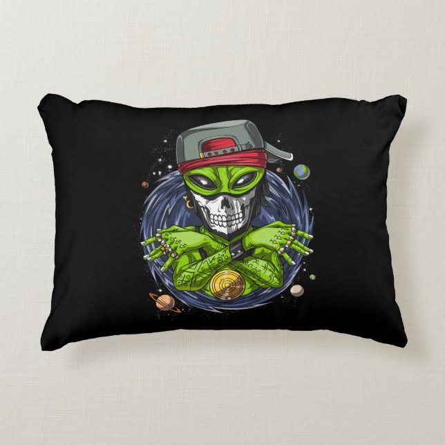 Space Alien Gangstа UFO Extraterrestrials Rapper Accent Pillow (Front)