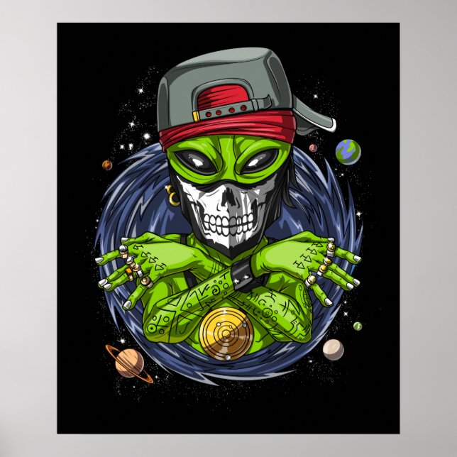 Space Alien Gangstа UFO Extraterrestrials Rapper Poster (Front)