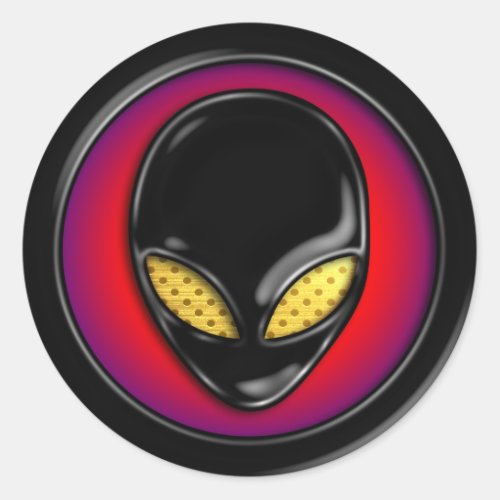 Space Alien Head Classic Round Sticker