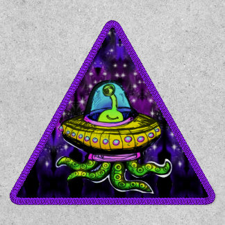Space Alien in a UFO Flying Saucer Patch