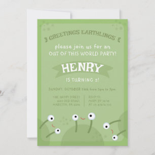 Space Alien Invitation for Birthday Party UFO