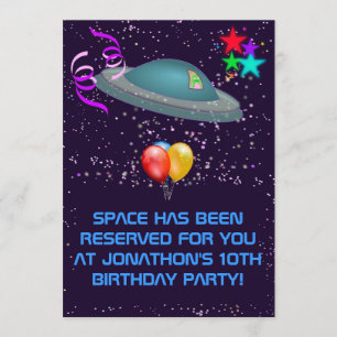 Space Alien Kids Birthday Party Invitation