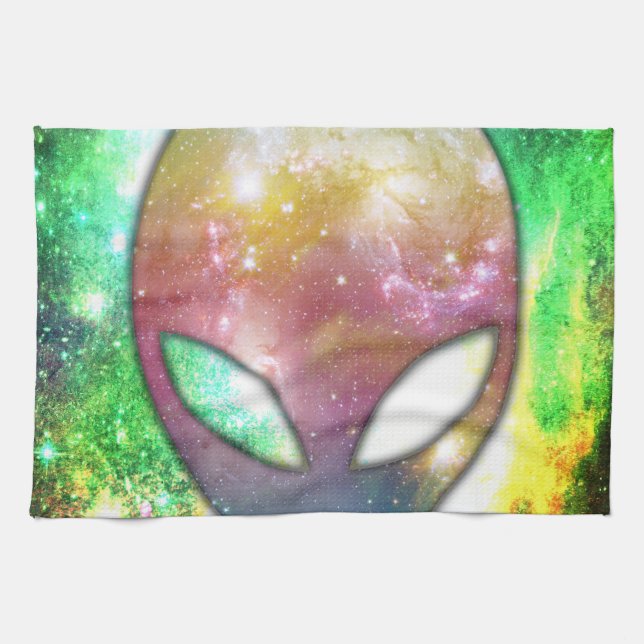 Space Alien Kitchen Towel (Horizontal)