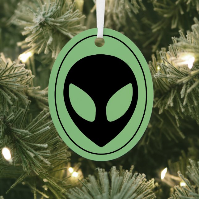 Space Alien Metal Ornament (Insitu)