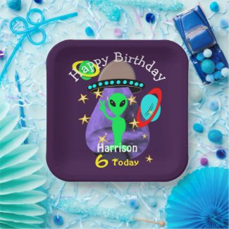 Space Alien Outer Space Cute Kids Birthday Party P