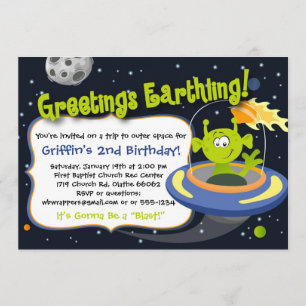 Space Alien Party Invitation - Outer Space Planets