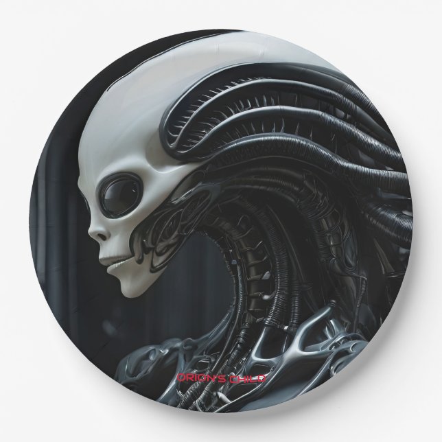Space Alien Profile Paper Plates (Front)