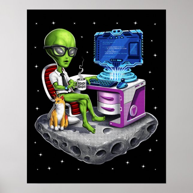 Space Alien Programmer Poster (Front)