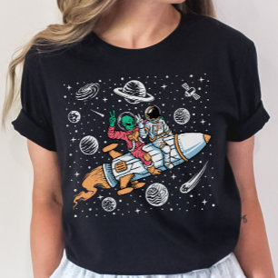 Space Alien Riding rockets T-Shirt - Astronaut