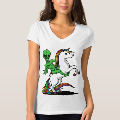 Space Alien Riding Unicorn Funny Science Fiction G T_Shirt