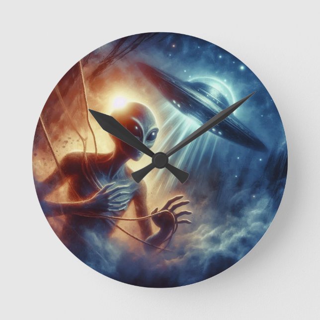 Space Alien  Round Clock (Front)