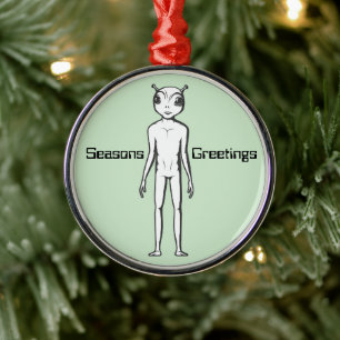 Space Alien Sci Fi Christmas Metal Ornament