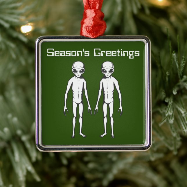 Space Alien Sci Fi  Metal Ornament (Tree)