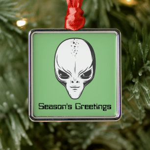 Space Alien Sci Fi Ufologist Metal Ornament